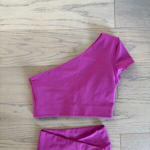 L Space Pink Genessee One Shoulder Sports Bra Yoga Gym Workout Exercise Size